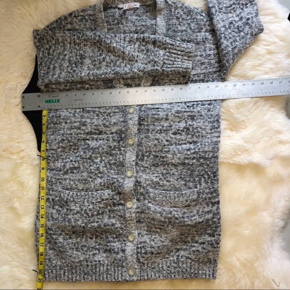 Soft fuzzy gray & white long cardigan, M/L - Picture 7 of 8